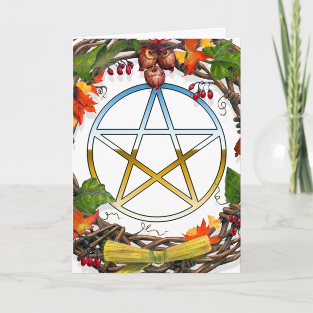 Cartes Pour Fêtes Annuelles Pentacle et couronne personnalisables (Devant)