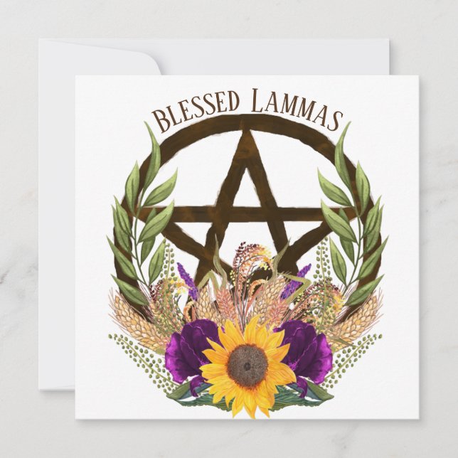 Cartes Pour Fêtes Annuelles Pentacle floral de la récolte de lammas (Devant)