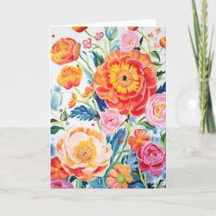 Cartes Pour Fêtes Annuelles Peony Bouquet Bloom Art Abstrait