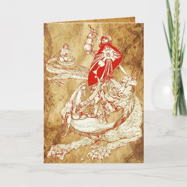 CARTES POUR FÊTES ANNUELLES PERCEVATION AVEC DRAGON, QUÊTE HAUT PARC DE GRAIL (Devant)