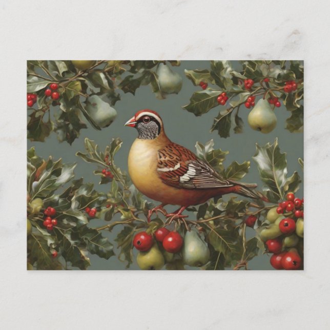 Cartes Pour Fêtes Annuelles Perdrix dans un poirier (Devant)