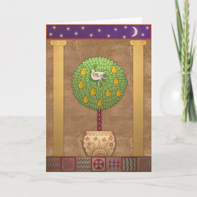 Cartes Pour Fêtes Annuelles Perdrix X009 dans un poirier (Devant)