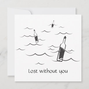 Cartes Pour Fêtes Annuelles Perdu sans vous design moderne noir et blanc