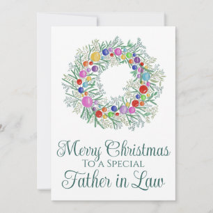 Cartes Pour Fêtes Annuelles Père en loi Colorée couronne de Noël
