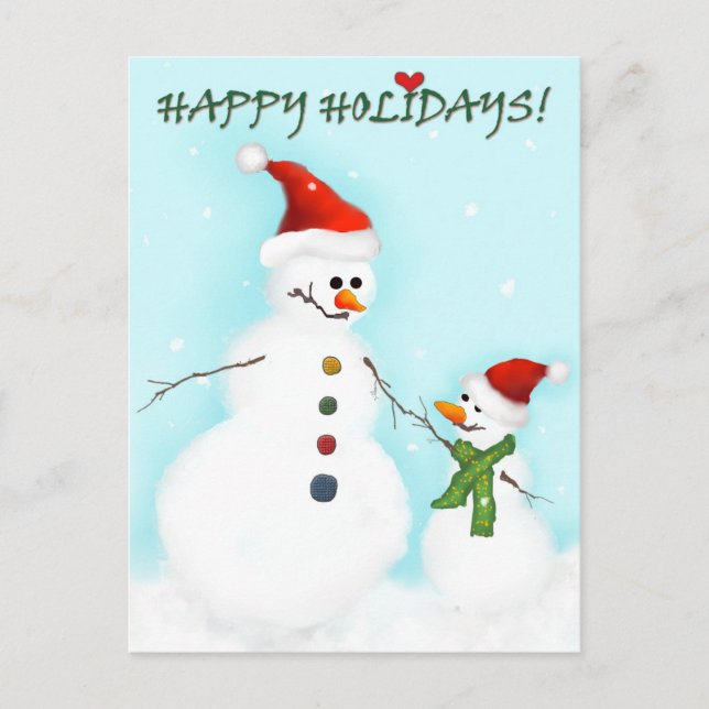 Cartes Pour Fêtes Annuelles Père et fils de Snowman (Devant)