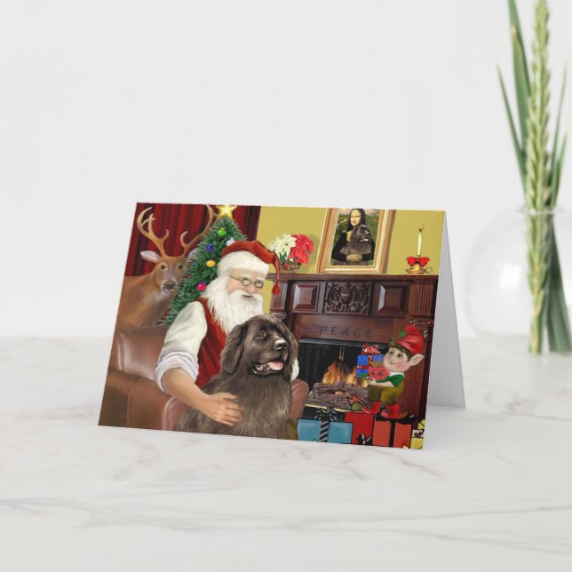 Cartes Pour Fêtes Annuelles Père Noël à la maison-Terre-Neuve (brun) (Devant)
