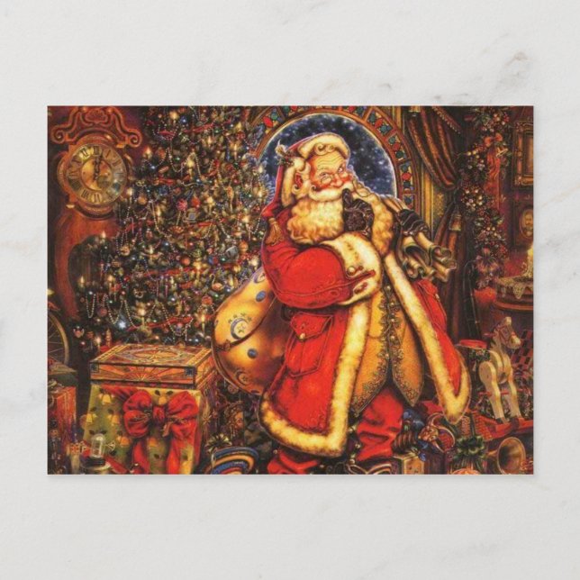 Cartes Pour Fêtes Annuelles Père Noël à l'ancienne (Devant)