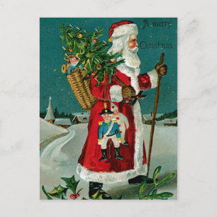 Cartes Pour Fêtes Annuelles Père Noël à pied