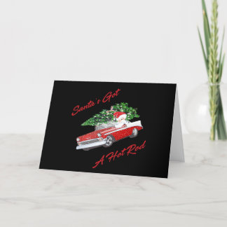 Cartes Pour Fêtes Annuelles Père Noël a un Hot Rod
