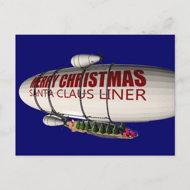 Cartes Pour Fêtes Annuelles Père Noël À Zeppelin (Devant)