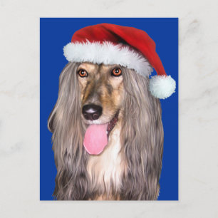 Cartes Pour Fêtes Annuelles Père Noël afghan Hound