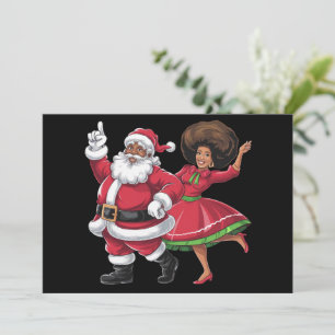 Cartes Pour Fêtes Annuelles Père Noël africain Mme Claus dansant Noël américai