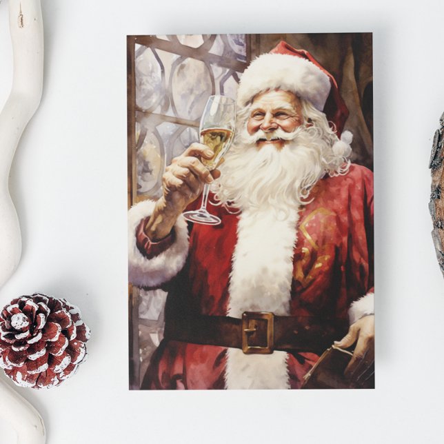 Cartes Pour Fêtes Annuelles Père Noël aimant le vin (Créateur téléchargé)