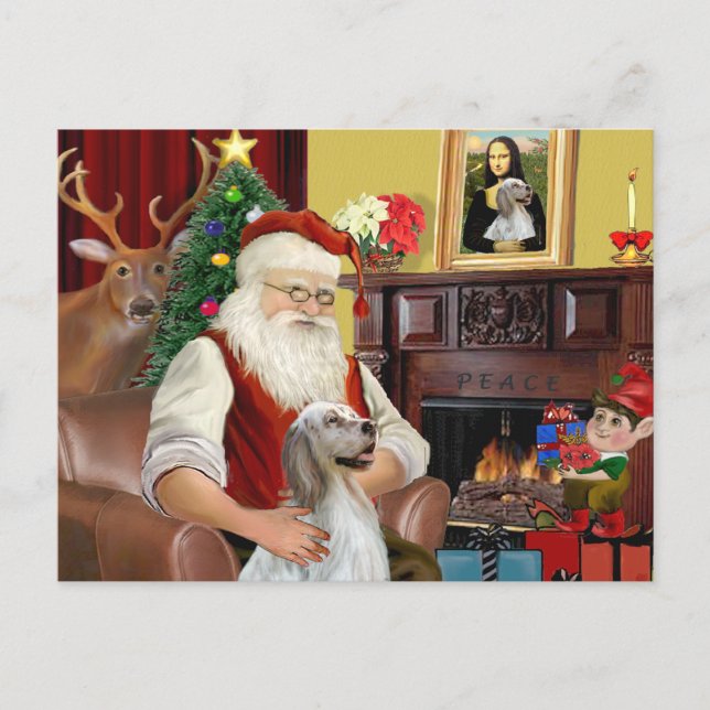 Cartes Pour Fêtes Annuelles Père Noël Anglais Setter (Devant)