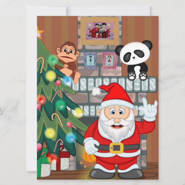 Cartes Pour Fêtes Annuelles Père Noël Animé (Devant)