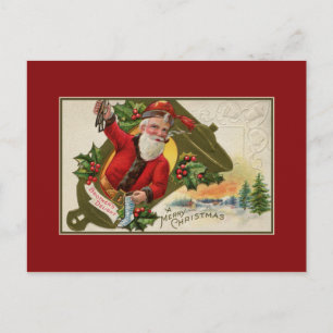 Cartes Pour Fêtes Annuelles Père Noël antique avec tuyau, Joyeux Noël