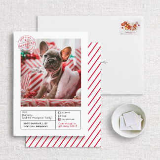 Cartes Pour Fêtes Annuelles Père Noël Approuvée Naughty ou Nice