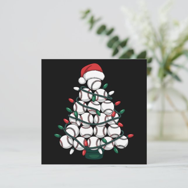 Cartes Pour Fêtes Annuelles Père Noël arbre de Noël baseball Sports (Debout devant)