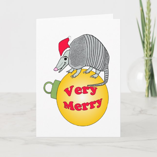 Cartes Pour Fêtes Annuelles Père Noël Armadillo Très Joyeux Noël (Devant)