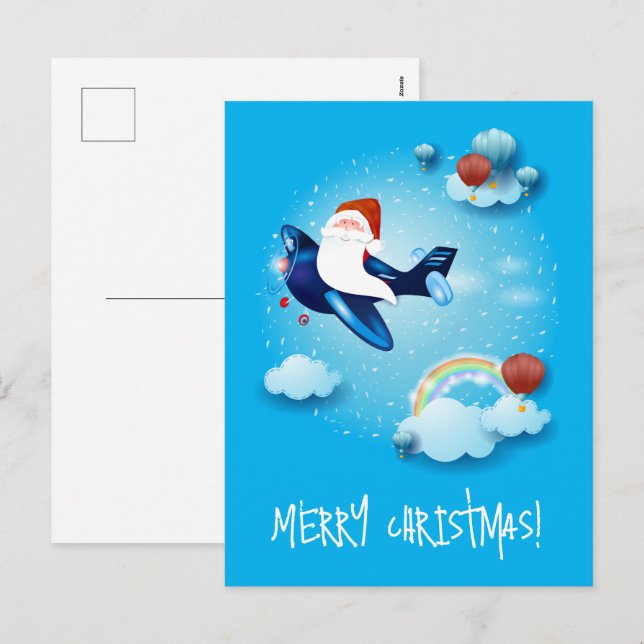 Cartes Pour Fêtes Annuelles Père Noël arrive (Devant / Derrière)