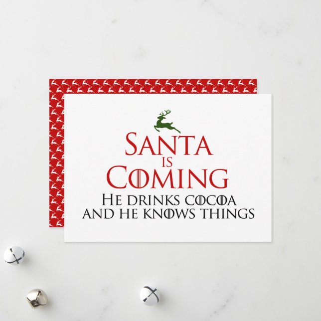 Cartes Pour Fêtes Annuelles Père Noël arrive | Funny Flat Holiday Card (Devant/Arrière en situation)