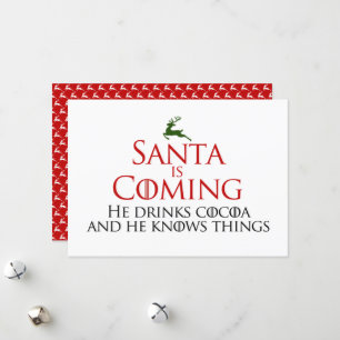 Cartes Pour Fêtes Annuelles Père Noël arrive Funny Flat Holiday Card