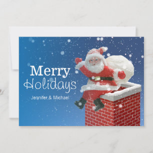 Cartes Pour Fêtes Annuelles Père Noël assis à Chimney