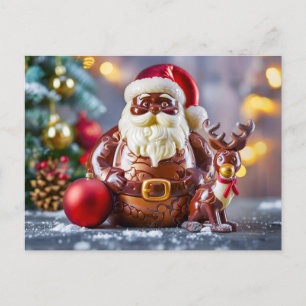 Cartes Pour Fêtes Annuelles Père Noël au chocolat haute résolution avec rennes