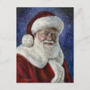Cartes Pour Fêtes Annuelles père Noël au milieu des étoiles
