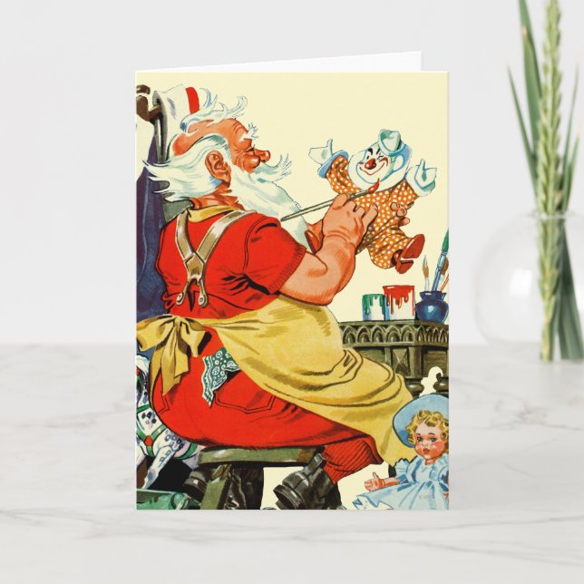 Cartes Pour Fêtes Annuelles Père Noël au travail (Devant)