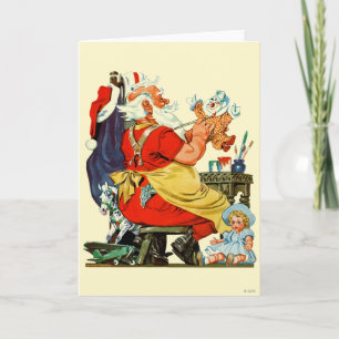 Cartes Pour Fêtes Annuelles Père Noël au travail