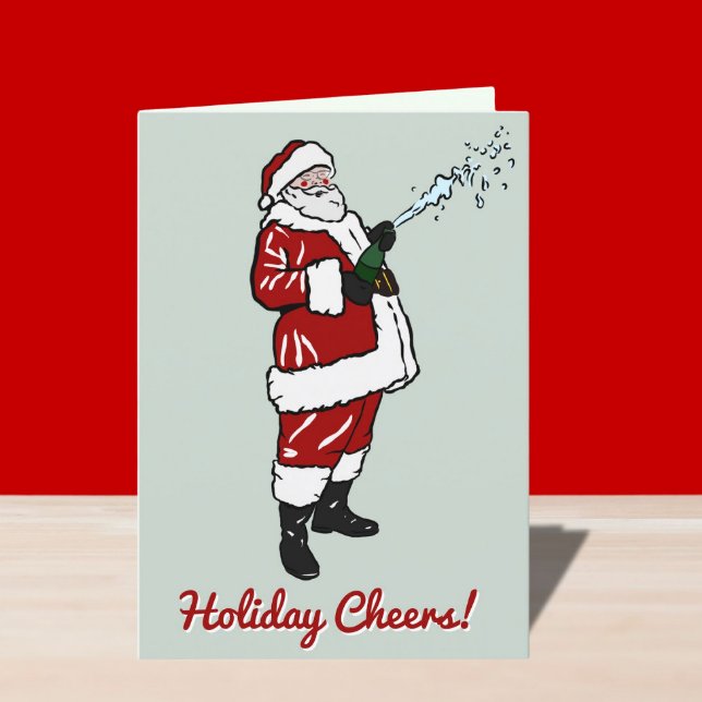 Cartes Pour Fêtes Annuelles Père Noël avec Bouteille de Champagne (Créateur téléchargé)
