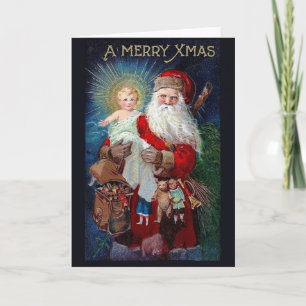 Cartes Pour Fêtes Annuelles Père Noël avec Christ Enfant