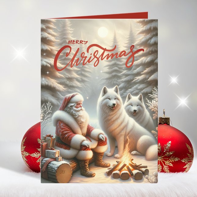 Cartes Pour Fêtes Annuelles Père Noël avec des loups Noël (Créateur téléchargé)