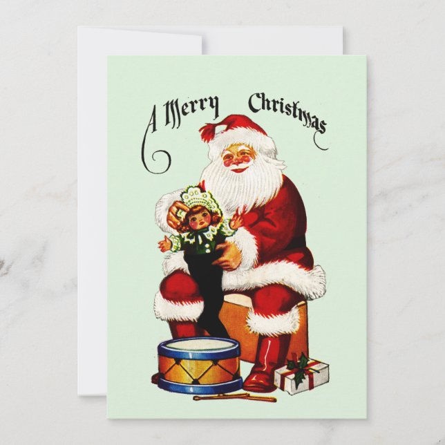 Cartes Pour Fêtes Annuelles Père Noël avec jouets Joyeux Noël (Devant)