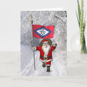 Cartes Pour Fêtes Annuelles Père Noël avec l'enseigne de l'Arkansas