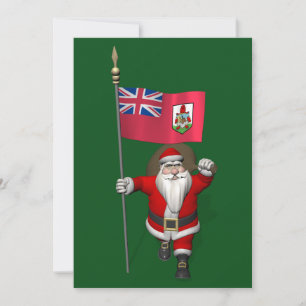 Cartes Pour Fêtes Annuelles Père Noël avec l'enseigne des Bermudes