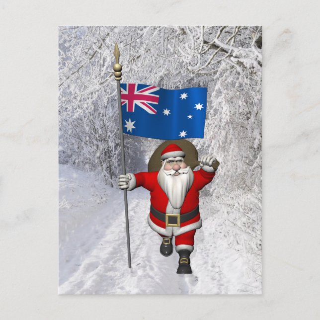 Cartes Pour Fêtes Annuelles Père Noël Avec L'Ensigne D'Australie (Devant)