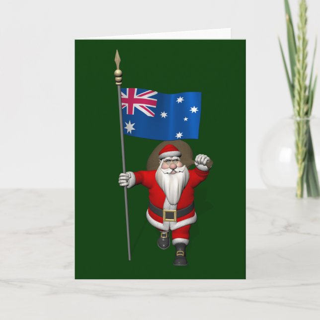Cartes Pour Fêtes Annuelles Père Noël Avec L'Ensigne D'Australie (Devant)