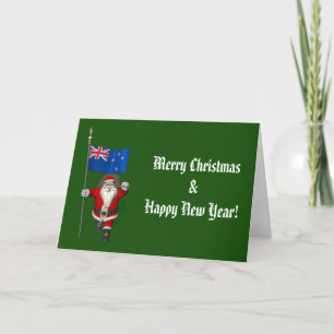 Cartes Pour Fêtes Annuelles Père Noël Avec L'Ensigne De Nouvelle-Zélande