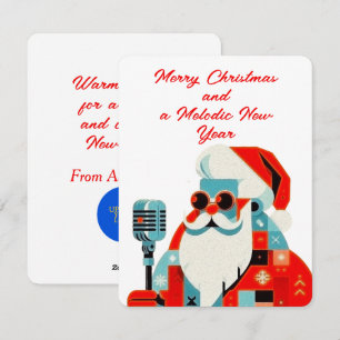 Cartes Pour Fêtes Annuelles Père Noël avec microphone à la main