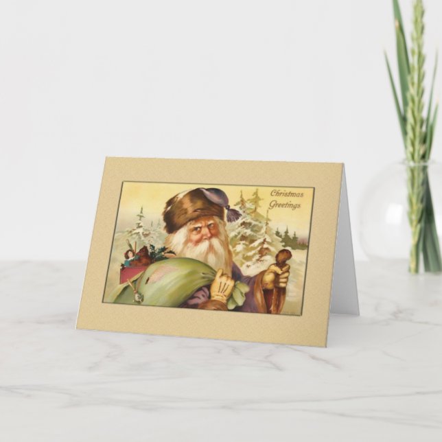 Cartes Pour Fêtes Annuelles Père Noël avec Sack Greys (Devant)