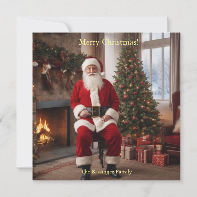 Cartes Pour Fêtes Annuelles Père Noël avec sapin de Noël (Devant)