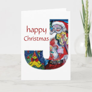 CARTES POUR FÊTES ANNUELLES PÈRE NOËL AVEC VIOLIN J MONOGRAM