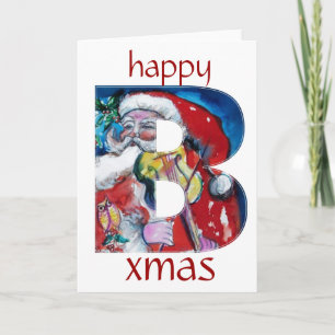 CARTES POUR FÊTES ANNUELLES PÈRE NOËL AVEC VIOLIN R MONOGRAM