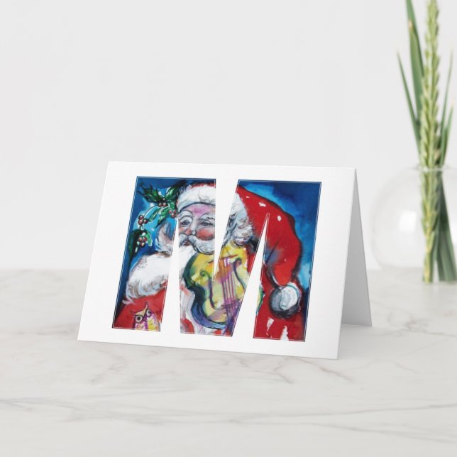 CARTES POUR FÊTES ANNUELLES PÈRE NOËL AVEC VIOLIN W MONOGRAM (Devant)