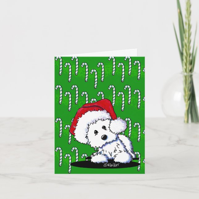 Cartes Pour Fêtes Annuelles Père Noël Baby KiniArt Westie (Devant)