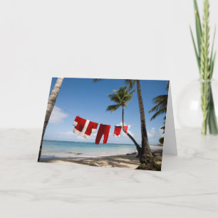 Cartes Pour Fêtes Annuelles Père Noël Blanchisserie Sur Plage