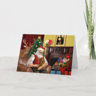 Cartes Pour Fêtes Annuelles Père Noël Brown/Red Dachshund