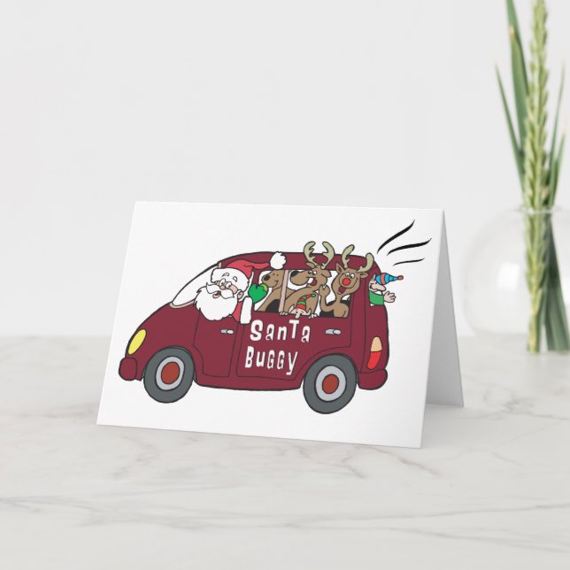 Cartes Pour Fêtes Annuelles Père Noël Buggy (Devant)